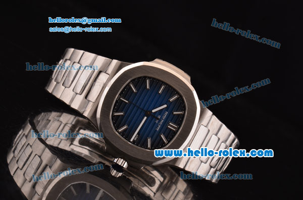 Patek Philippe Nautilus Swiss ETA 2824 Automatic Steel Case with Blue Dial and Stick Markers - Click Image to Close